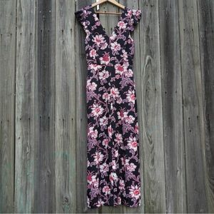 CLUB MONACO BLACK FLORAL DENAY JUMPSUIT 0